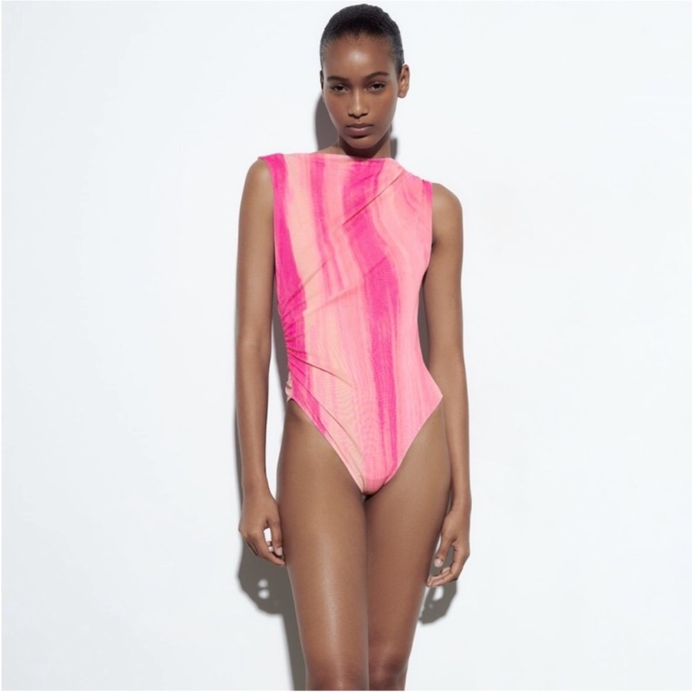 Zara pink mesh bodysuit